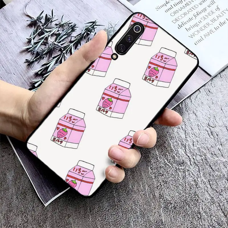 

Kawaii Japanese Strawberry Milk Phone Case Phone Case For Xiaomi mi9 mi8 F1 9SE 10lite note10lite Mi8lite Back Coque xiaomimi5x