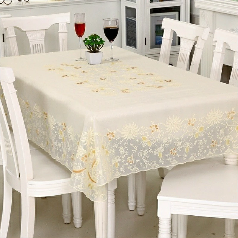 Виниловая кружевная скатерть поддельный кружева пластиковое покрытие стола из