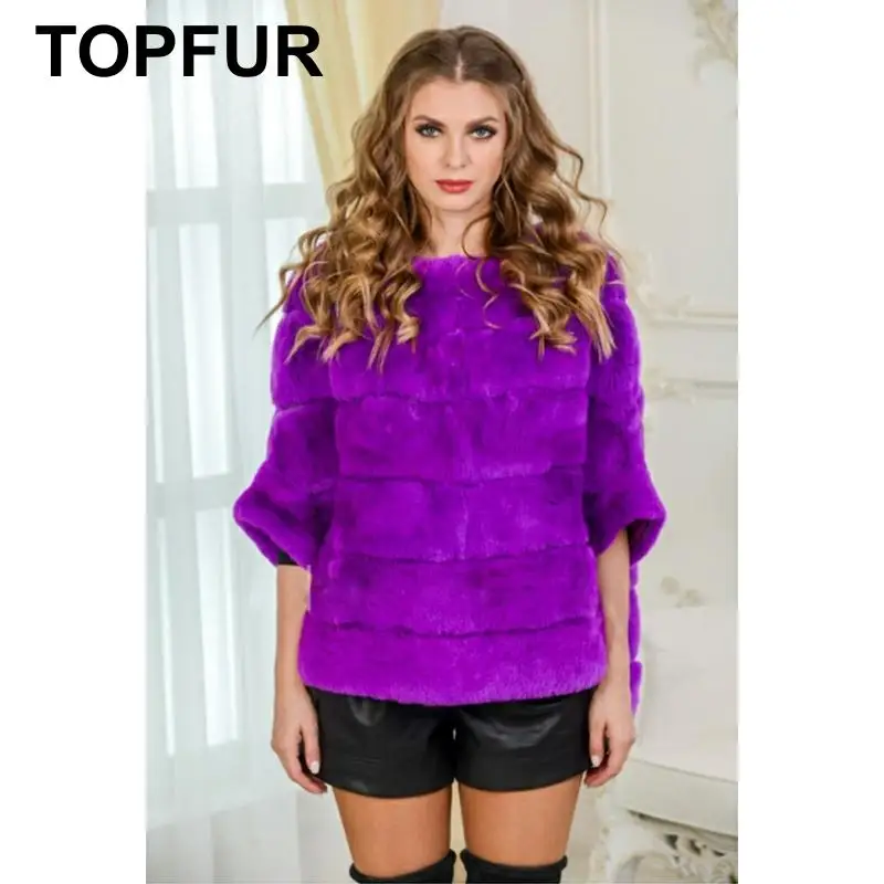 Женская Шуба из натурального меха кролика Rex розовая шуба с рукавами летучая мышь