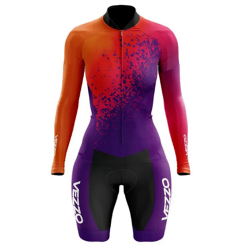 

Women Cycling Clothing Female Vezzo 2021 Little Monkey Bike Long Sleeve Suit Skinsuit With Gel Uniform Cyclists Outfit Ciclismo