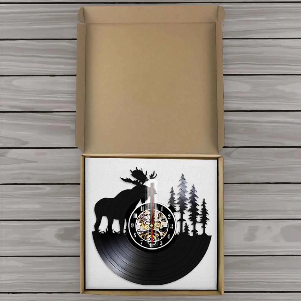 Настенные часы с изображением леса дикой природы оленя современный дизайн