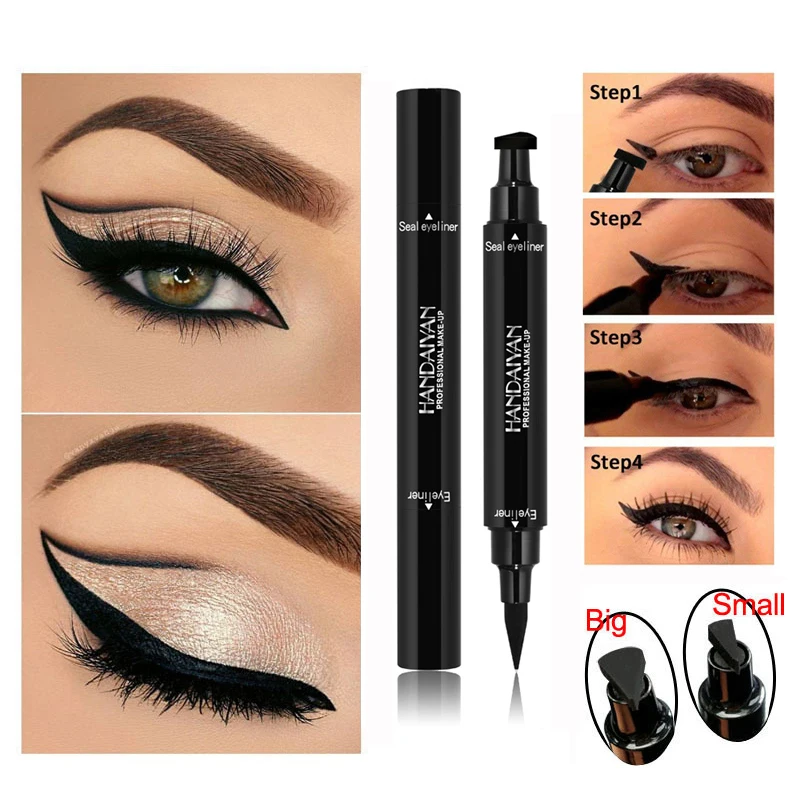 Двухсторонняя Черная Подводка для глаз 2 в 1 жидкая треугольная печать подводка