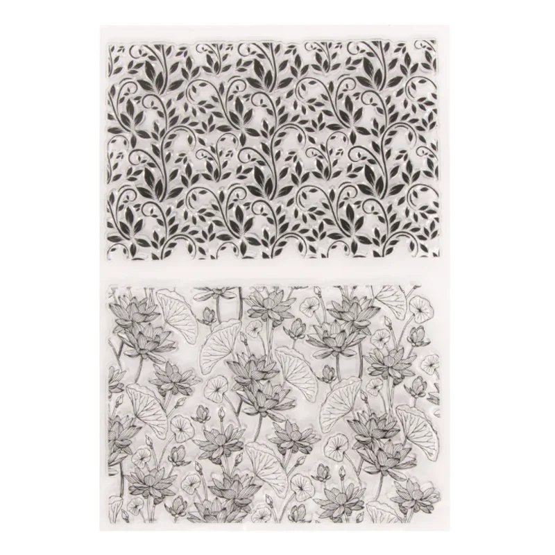 Прозрачный силиконовый штамп с листьями лотоса сделай сам скрапбукинг резиновая