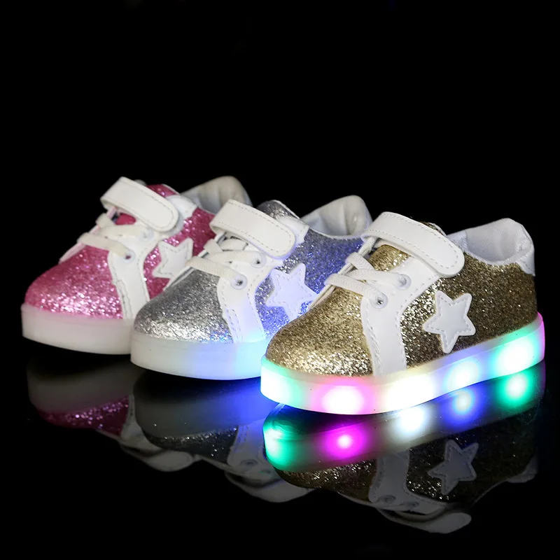 Boys Light Up Shoes Fashtion Star Toddler Girls Baskets Led Kids Luminous Sneakers Baby | Детская одежда и обувь