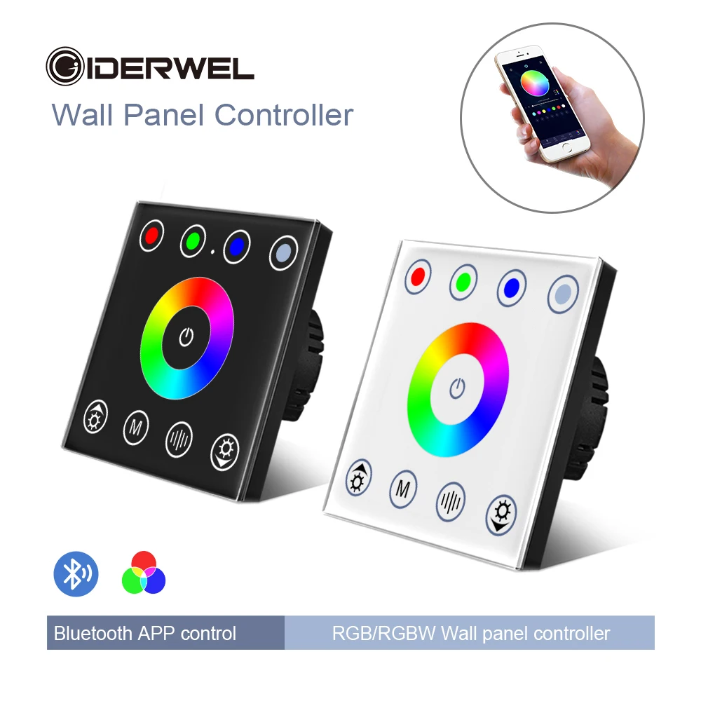 Smart RGBW LED Light Strip Wall Mounted Touch Panel Glass Bluetooth App Controller Dimmer Switch for 12V sync music
