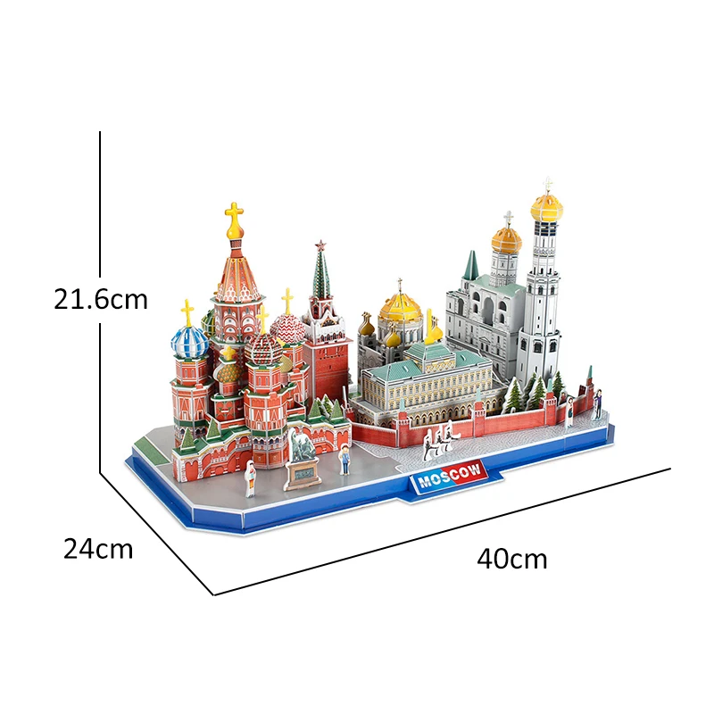

3D Puzzle Diy Dollhouse Miniature Kit Building Assembly Model Moscow Mini City Doll House Furniture Kids Toys Birthday Xmas Gift