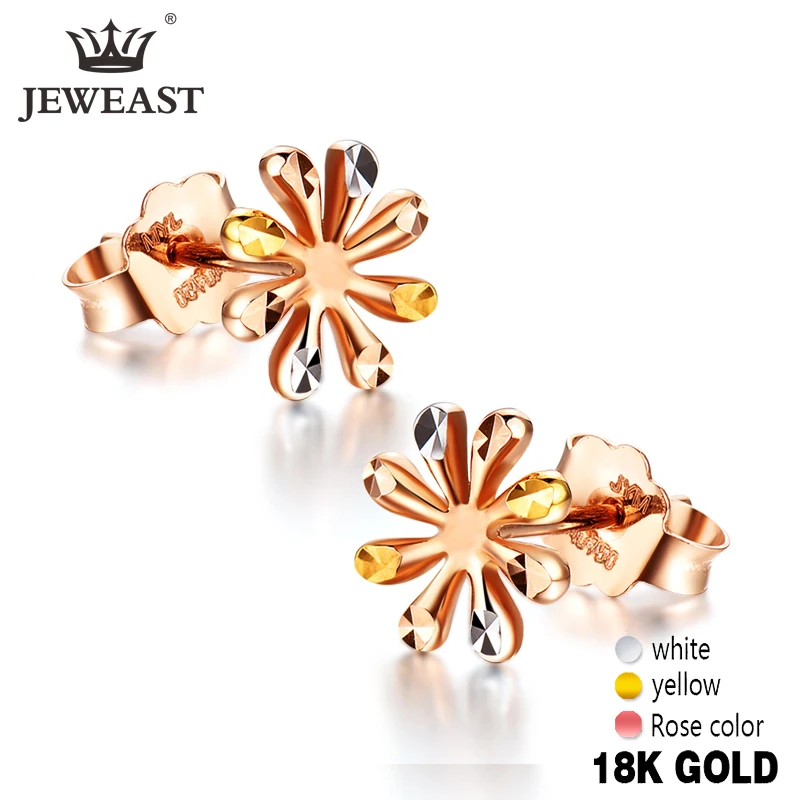 JYM 18K чистое золото серьги Настоящее AU 750 твердые золотые хороший Блестящий Алмаз