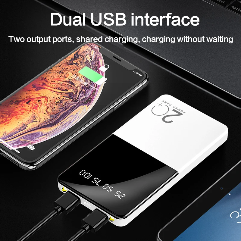 Портативное зарядное устройство 20000 мАч с двумя USB-портами для iPhone Samsung Xiaomi |