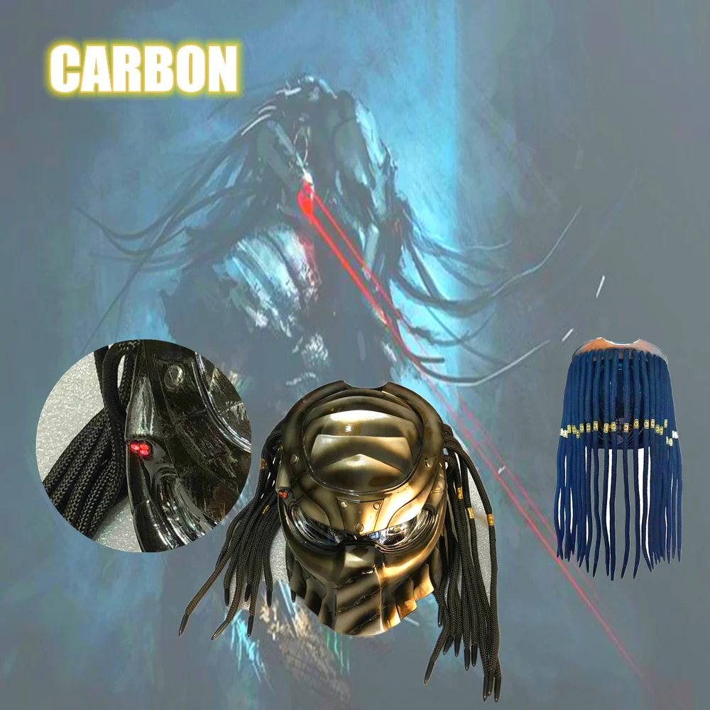 Günstig Predator Helm Led-leuchten Umgeben Eisen Krieger Mann Helm DOT Sicherheit Zertifizierung Laser Strahl Full Face Motorrad Helm