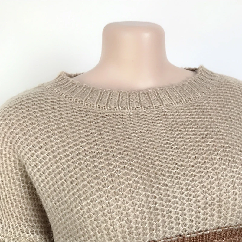 

Spring Autumn/winter Thick Line Sweater Tops New European American Fashion Striped Color-block Pullover Jumper Cloth for Women