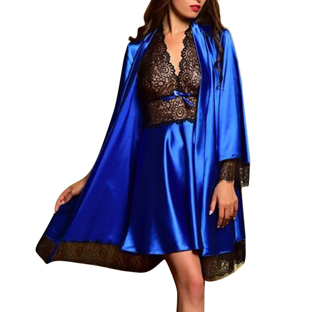 CHAMSGEND женские пижамы женская одежда для сна 2 шт. Сексуальная атласная Женская