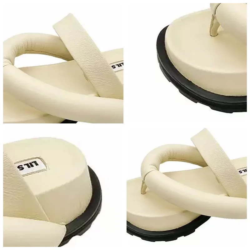 

ASILETO 2021 Fashion Ladies Slippers Flip Flops Open Toe T Wrap Beach Platforms 5.5CM Square Heel Size 35-40 Black Beige A4376