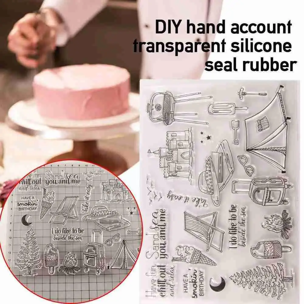 Прозрачный печать штамп DIY ручной учетной записи резиновый замок фото Кемпинг