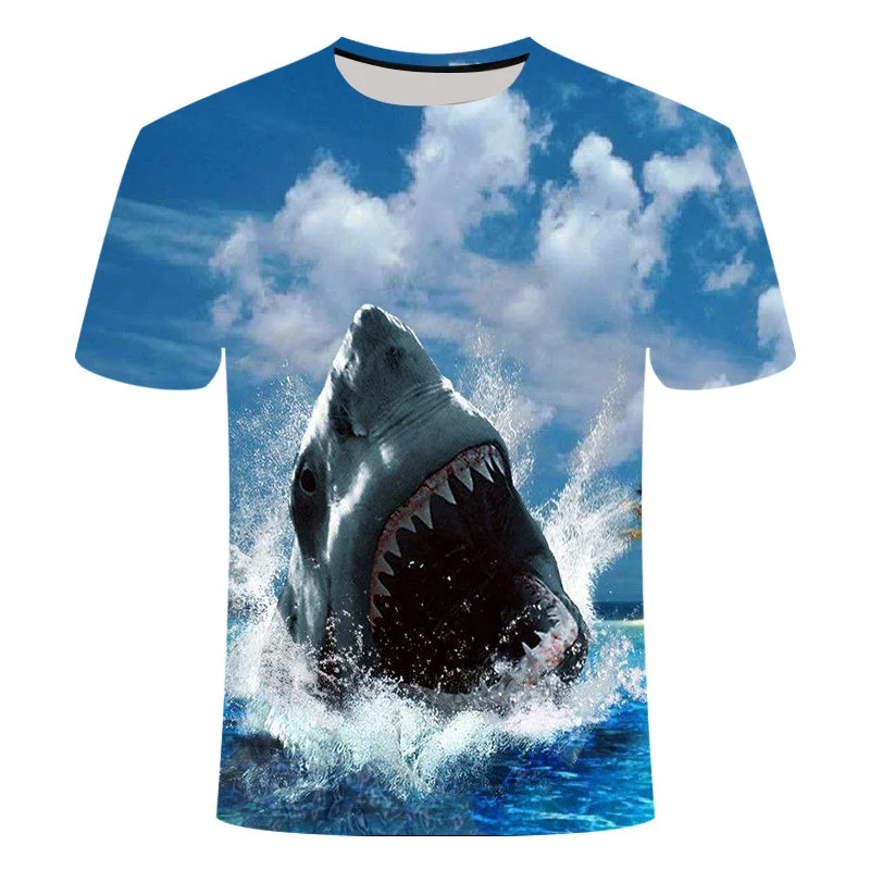 

2021 Summer T-shirt Men's Shark Pattern Streetwear Round Neck Short Sleeve T-Shirt Top Men's Casual 3D Printing T-Shirt 110-6xl