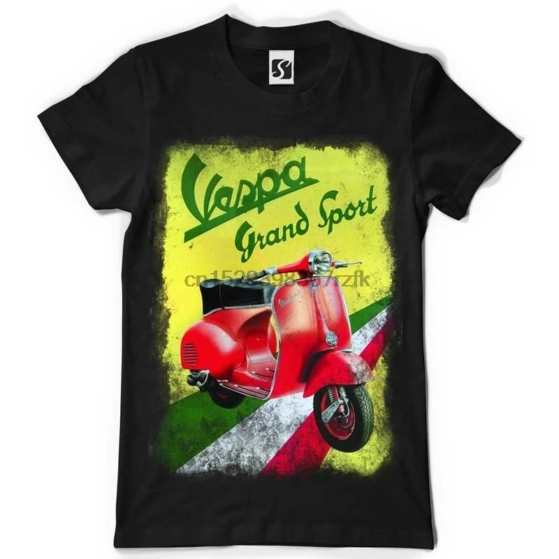 Эксклюзивная Мужская футболка Дизайн Vespa (SB003 черная футболка)|Мужские футболки| |