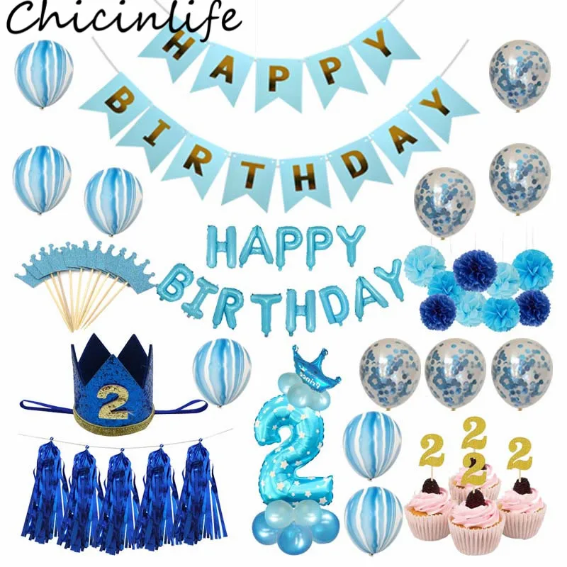 Chicinlife декор для вечеринки на 2 й день рождения синие розовые цифры шар будущей