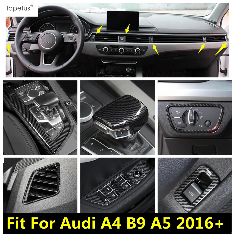 Внутренний комплект из АБС углеволокна для Audi A4 B9 / A5 2016 2020 кнопка переключения