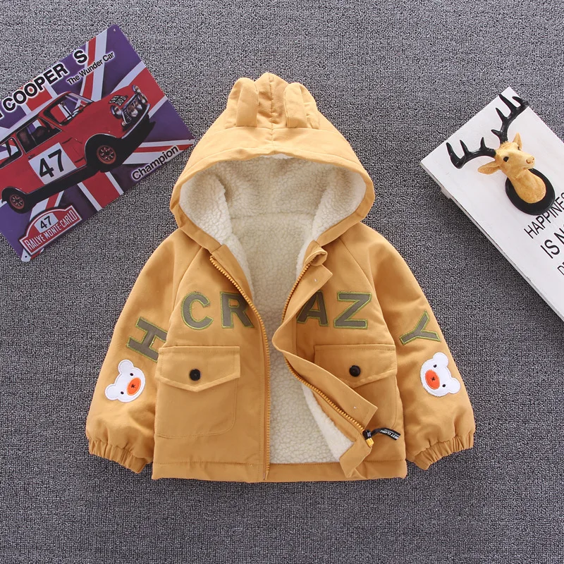 

fleece thermal ear hooded boys jacket toddler girl winter clothes long sleeve outfit kids coat