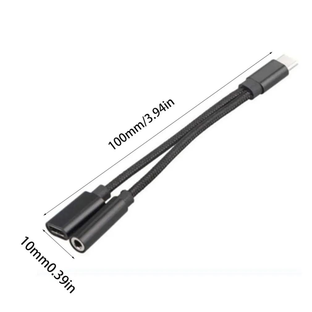 

2in1 USB-C Type C to 3.5mm Jack AUX Audio Cable Charging Cable Headphone Adapter