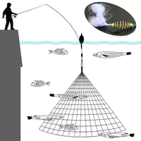 portable fishing net trap luminous bead ball solid connector spring shoal netting fishnet tackle no need hook fishing tool