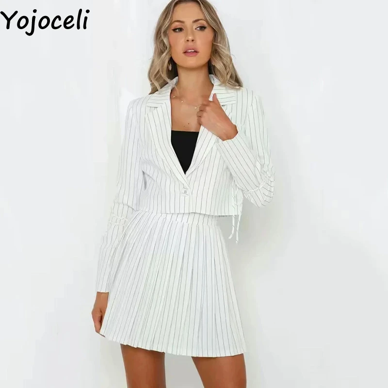 Элегантная женская юбка Yojoceli в полоску для вечевечерние осенняя короткая