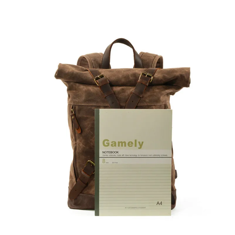 

LKEEP New Luxury Vintage Canvas Backpacks For Men Oil Wax Canvas Leather Travel Backpack Large Waterproof Daypacks Retro Bagpack