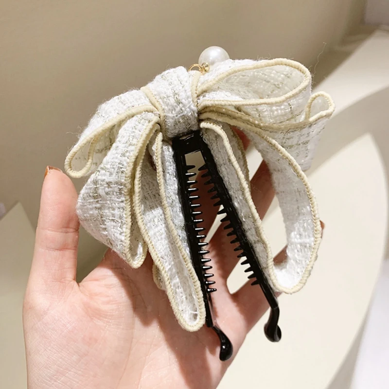 

Sweet Japanese Lattice Bow Vertical Clip Ponytail Holder Hairpin Hair Accessories Headdress Women