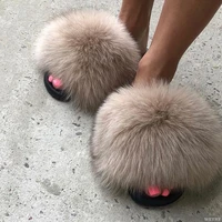 summer fur slippers fluffy cute plush ladies flip flops luxury charming home outdoor non slip wear resistant flat sandals