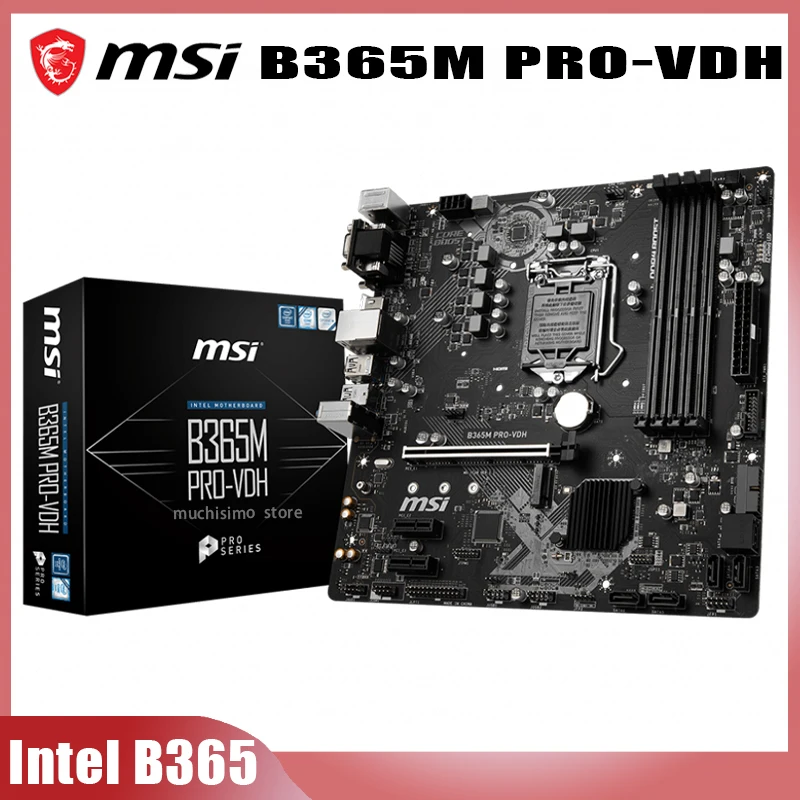 

Материнская плата LGA 1151 MSI B365M PRO-VDH с поддержкой 8-го/9-го поколения Core i7/i5/i3 CPU M.2 SSD VGA DVI с поддержкой HIFI Intel B365
