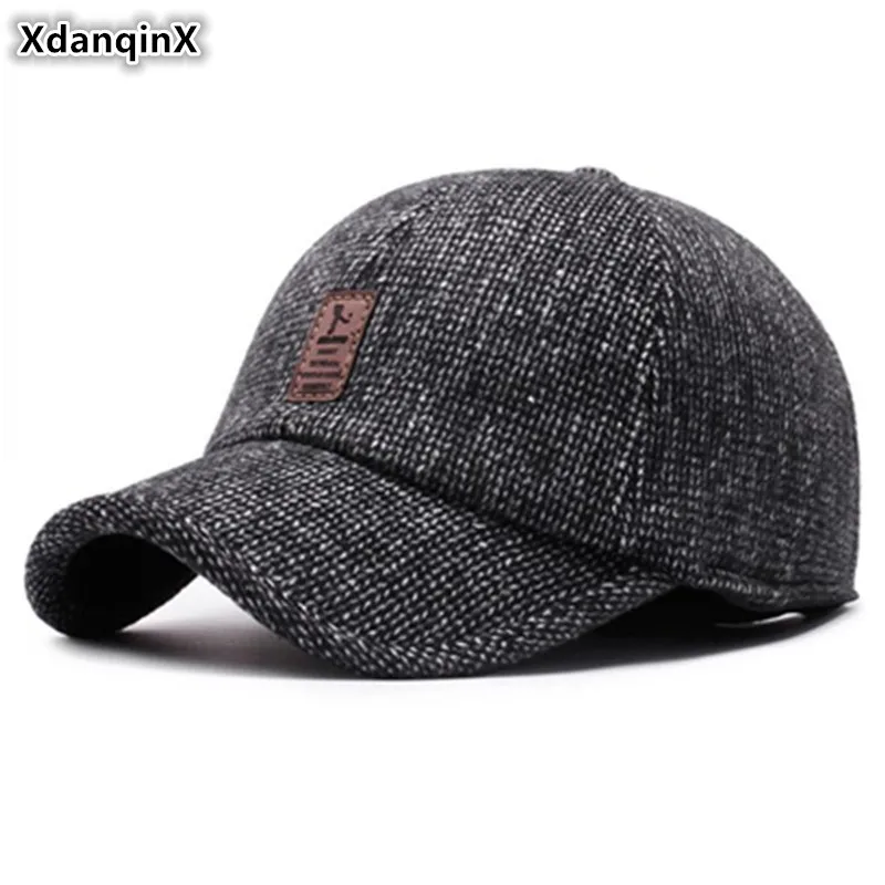 

XdanqinX Winter Middle-aged Elderly Men Warm Hat Thick Warm Baseball Caps Fashion Men's Earmuffs Hats Brands Cap Snapback Cap