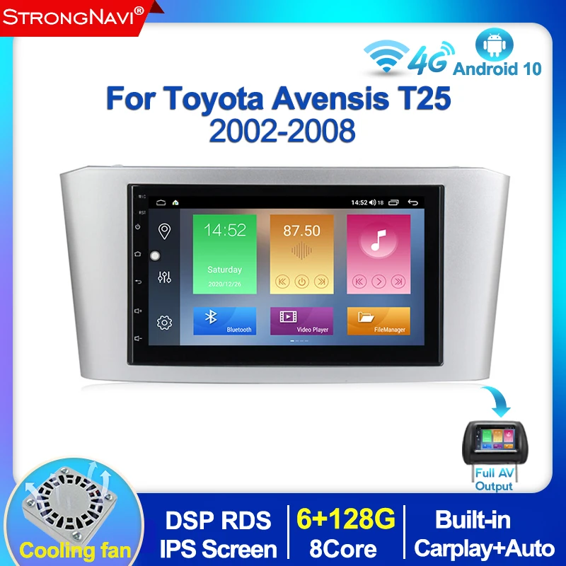 

Автомобильный GPS-навигатор, 2DIN, Android 10, 6 + 128 ГГц, для Toyota Avensis T25 2002-2008, радио, стерео, аудио, мультимедиа, Wi-Fi, BT, FM, Carplay