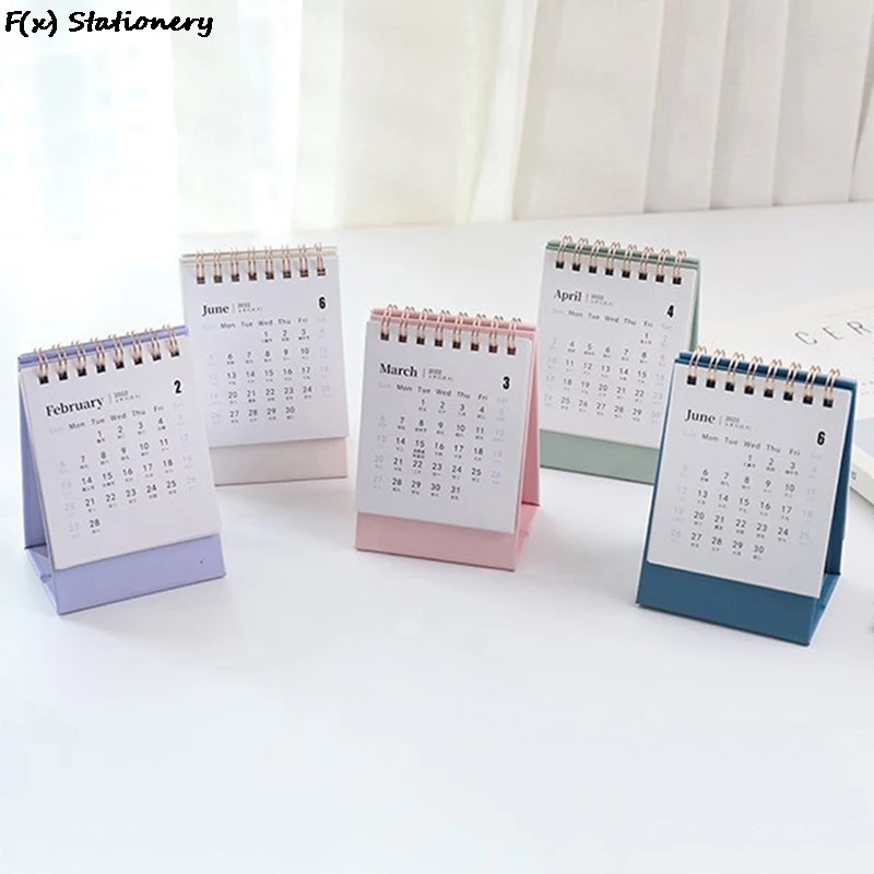 

2022 Hand Drawing Solid Color Series Mini Desk Calendar DIY Portable Desktop Calendars To Do List Daily Schedule Planner Office