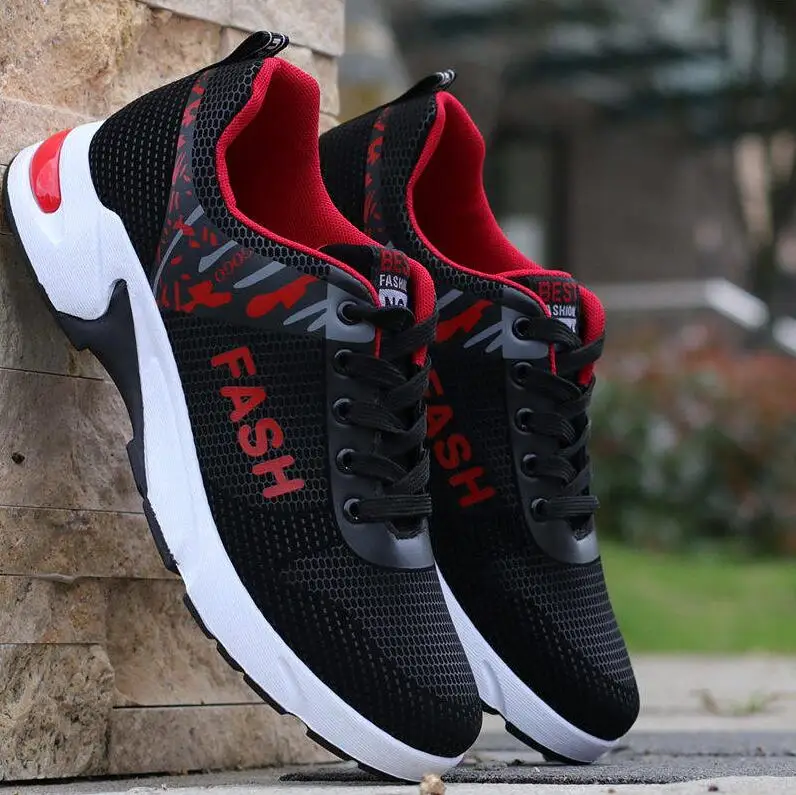 Red 002 Мужские спортивные кроссовки, осенняя дезодорирующая дышащая повседневная обувь, мужская обувь, обувь для бега для молодых студентов - Цвет: Red 002