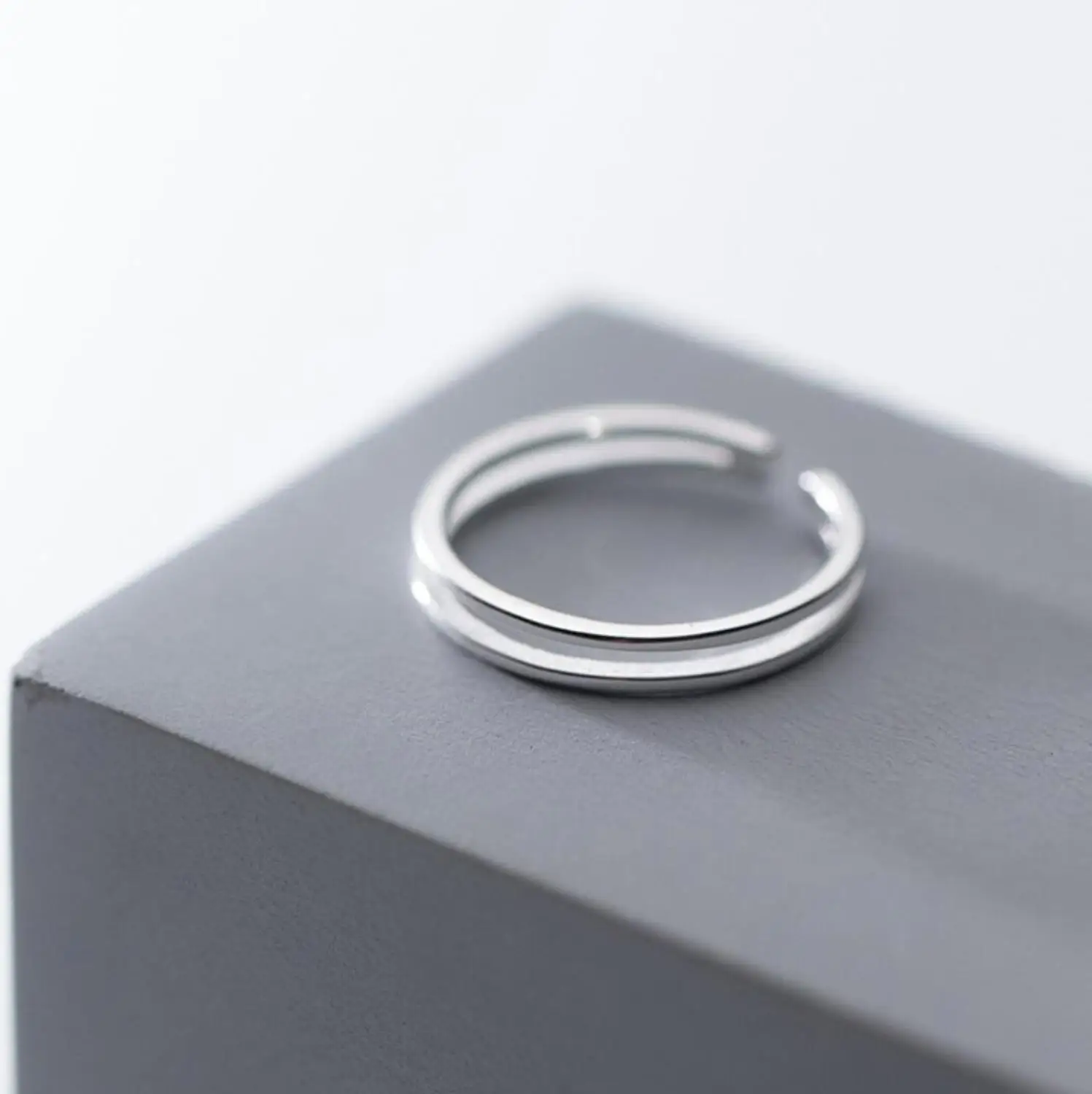 925 Sterling Silver 2 Bands Adjustable Knuckle Midi Mid Finger Toe Pinkie Ring Size 3.5 A3399 | Rings