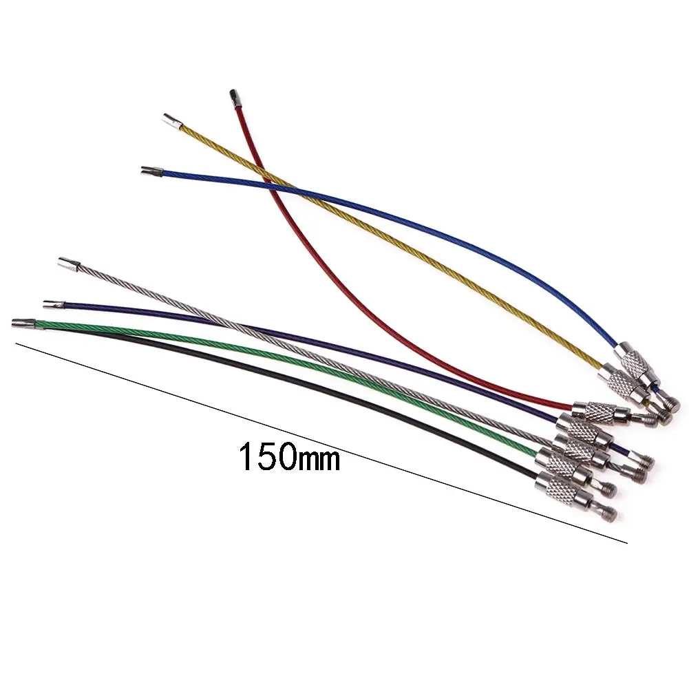 

150mm Stainless Steel Holder Pendant Tool Wire Rope Colorful Durable Screw Lock Wire Keychain Outdoor Cable Rope Keyring