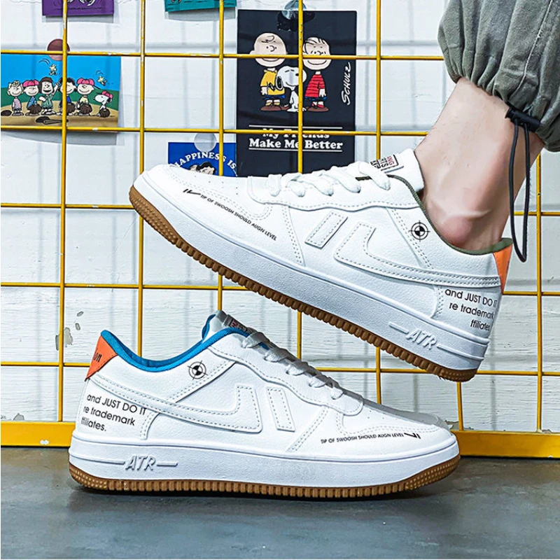 

men's casual shoes mesh stitching PU leather thick-soled sneakers hip-hop men's shoes net red shoe