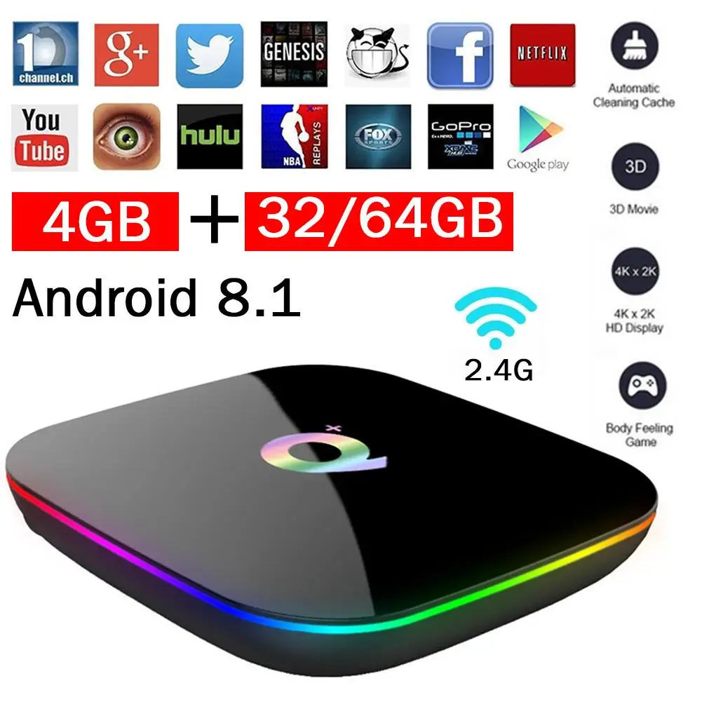 Android 8 1 64GB ТВ приставка H6 чип Сетевой Видео плеер WiFi 2 4G Bluetooth Функция 6K медиаплеер