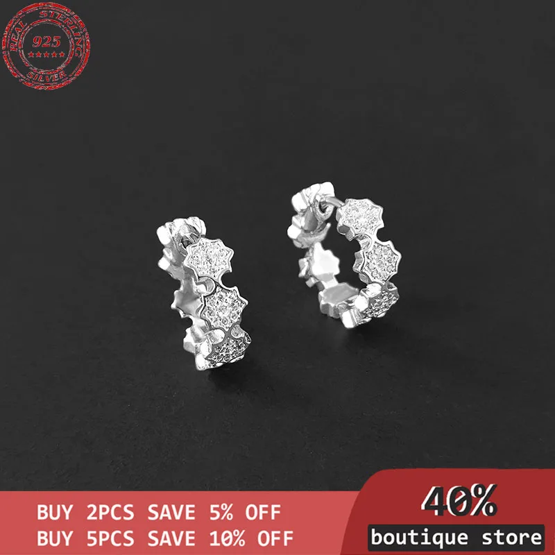 

S925 Sterling Silver Star small octagonal Earrings star double female Earrings simple fashion cool luxury jewelry
