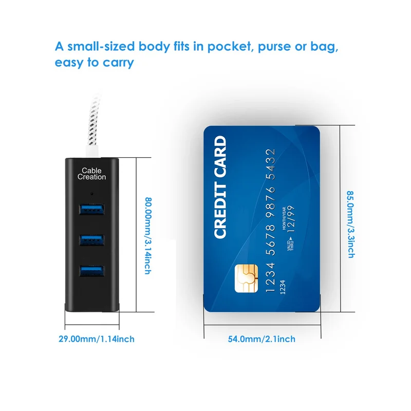 4 портовый USB 3 0 алюминиевый концентратор данных для MacBook Mac Pro/Mini iMac Surface Pro XPS