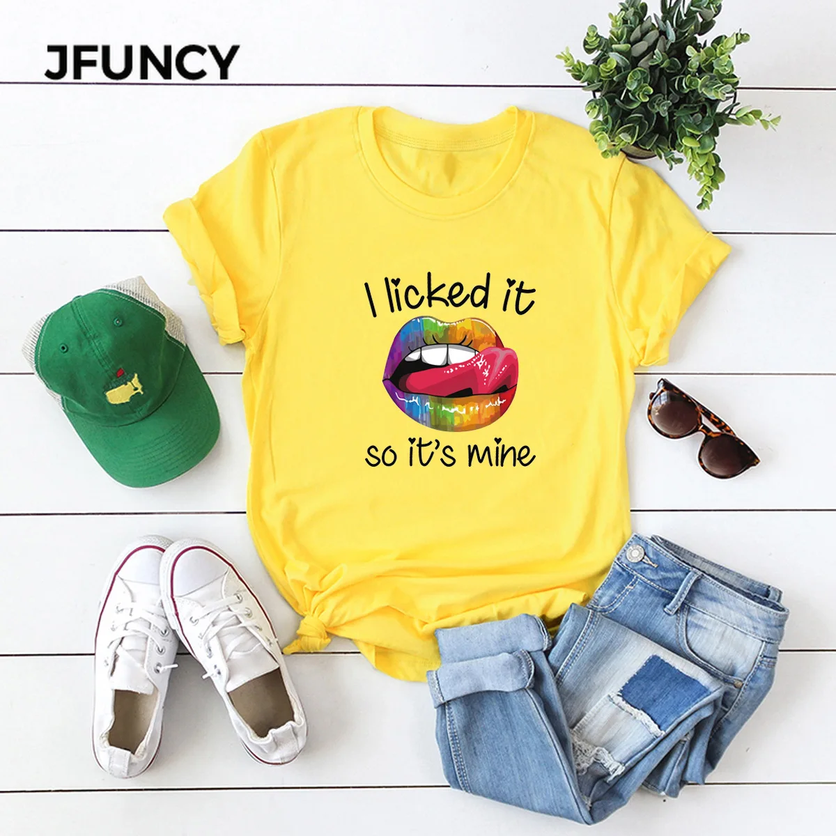 JFUNCY Exaggerated Print 100%Cotton Summer T Shirt Women Short Sleeve T-shirt Female Tees  Casual Lady Basic Tops