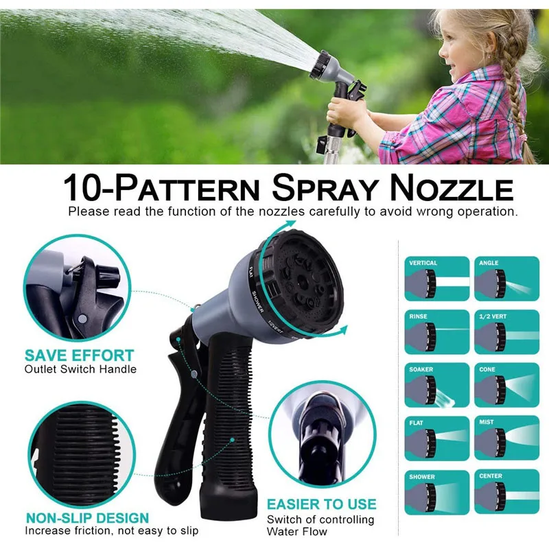 

Large garden expandable hose is used for high-pressure car wash magic retractable hose metal spray gun outdoor garden watering