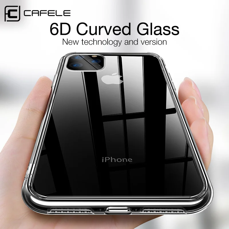 Cafele для iPhone 11 Pro Max чехол прозрачный TPU edge + закаленное стекло задняя панель pro max
