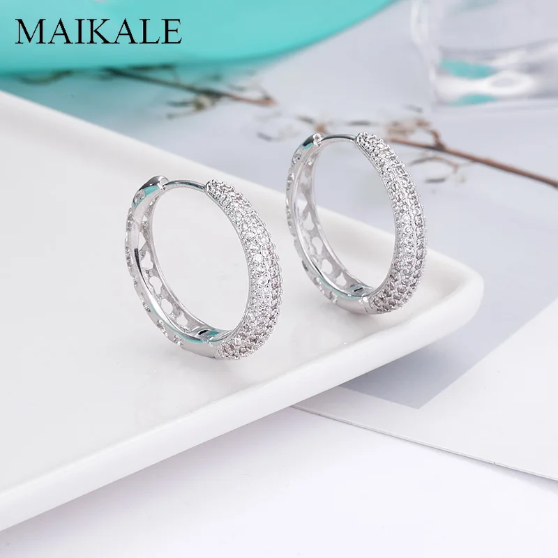 Женские серьги-кольца MAIKALE серьги с полым сердцем и цирконием модные ювелирные