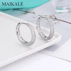 Женские серьги-кольца MAIKALE, большие круглые серьги с полым сердцем из циркона, золотые серьги с кубическим цирконием, Подарочная бижутерия