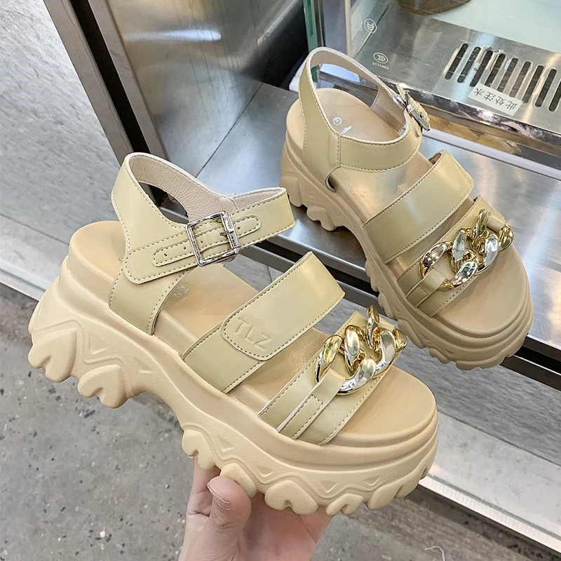 

2021 Wedges Platform Sandals Women Shoes Fashion Open Toe High Heels Ladies Shoes Sandalias Mujer Buckle Chunky Sandals Woman