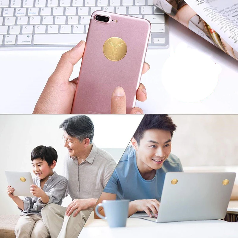 24K Golden Anti-Radiation Protector Round EMF Protecor Cell Phone Sticker EMR Blocker Radiation Reduction By 96.43 Percent | Мобильные