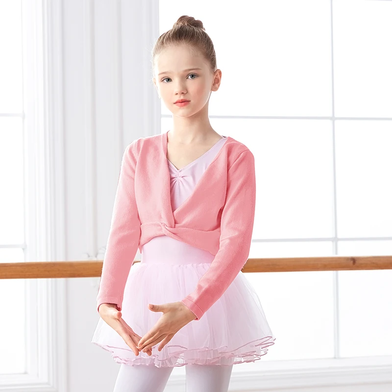 

Children Dance Sweater Coat Winter Warm Long Sleeve Knitwear Tops Kacket Girls Ballet Dance Wear Wrap Top