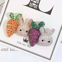 1pair cute rabbit radish earring studs fully jewelled earring studs fashion luxury earring studs fashion jewelry 2 color
