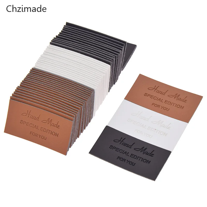Lychee Life 48Pcs/lot Handmade PU Leather Labels Tags For Clothes Garment Jeans Bags Shoes Diy Accessories | Дом и сад