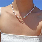 Женское Ожерелье-чокер ZOVOLI, модное асимметричное ожерелье с жемчугом в богемном стиле, цепочка с золотым сердцем, ювелирное изделие в подарок